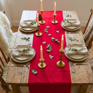 Camino de Mesa Rojo Premium de Algodón Ecológico, Personalizable, Sólido, para Decoración del Hogar, Reutilizable, Moderno, Elegante, de Alta Calidad - Product Image 1