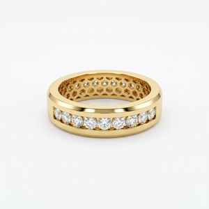 14K Gold Classic Eternity Ring Round Brilliant Cut Diamond Channel Set Engagement Wedding Anniversary Band Unisex - Product Image 1