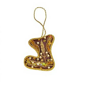 Adorno Colgante Dorado con Bordado Zari, Diseño Hecho a Mano, Adornos para Árbol de Navidad, Decoración en Forma de Estrella de Terciopelo Rosa, Artículo de Regalo - Product Image 2