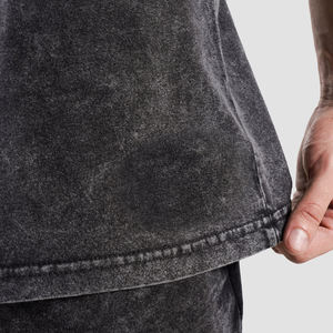 T-shirt délavé pour homme, coton doux, col rond, manches courtes, effet délavé, style streetwear décontracté, tenue d'été confortable - Product Image 5