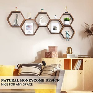 Mango Wood Hexagonal Floating Shelf | Modern Geometric Wall <b>Shelves</b> Wholesale - Product Image 5