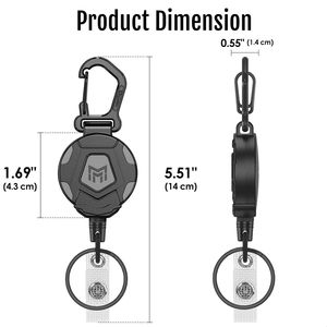Set da 2 Portachiavi Retrattili in Acciaio Resistente da 31,5 cm, Porta Badge Tattico con Moschettone e Portachiavi Promozionali - Product Image 3