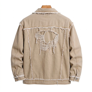 Unisex <b>lightweight</b> denim <b>jacket</b> long sleeve single breasted zipper closure custom logo breathable washed casual <b>jacket</b> - Product Image 2