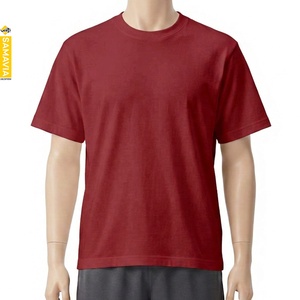 เสื้อยืดคอกลมแขนสั้นสีแดงล้วนสำหรับผู้ชาย SAMAVIA ผ้าเจอร์ซีย์คอตตอน 100% ทรงปกติ สไตล์ลำลอง จากผู้ผลิต - Product Image 1