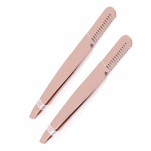 Stainless Steel Eyebrow Tweezers Remover Eyelashes Extension Comb Eyebrow Makeup <b>Tools</b> Brown Beauty Eyelashes Tweezers - Product Image 1