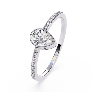 Anillo de Compromiso con Diamante Corte Pera para Mujer, Oro Blanco, Estilo Clásico, Diamantes Naturales Certificados por GIA - Product Image 2