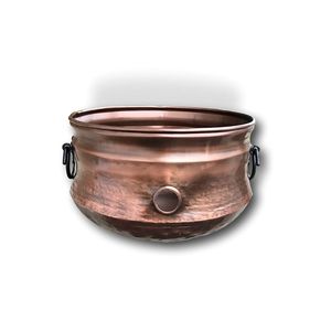 Seau de rangement moderne en métal martelé argenté pour tuyau d'arrosage avec couvercle, support d'eau portable pour extérieur - Product Image 2