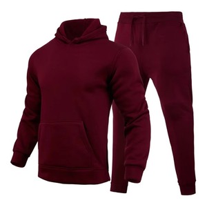 Conjunto Deportivo para Hombre de 2 Piezas, Color Sólido, Sudadera con Capucha y Pantalones Deportivos, Conjunto de Jogging de Manga Larga - Product Image 1