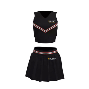Tenues de cheerleading personnalisées HUSKY SPORTSWEAR pour filles et adultes, avec logo frontal imprimé par transfert thermique, couleurs variées pour les équipes et les compétitions. - Product Image 1
