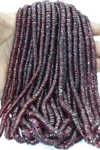 Perles Heishi en forme de pneu lisses en grenat du Mozambique 100% naturelles, 6-7 mm, trou de 0,40 mm pour la fabrication de bijoux - Product Image 3