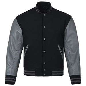 Veste d'hiver pour homme en laine de haute qualité avec manches en cuir, sur mesure, brodée, coupe courte, style Letterman, 2025 - Product Image 3