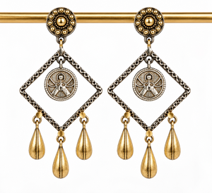 Fournisseur de Confiance Boucles d'Oreilles Pendantes en Argent Plaqué Oxydé Forme Fleur Serties de Pierres Style Bohème Origine Rajasthan Anniversaire - Product Image 4