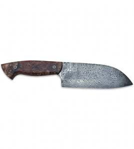 Cuchillo utilitario de hoja fija de acero de Damasco hecho a mano, grado DIY, con mango de resina y madera multicolor personalizado OEM, herramienta de preparación para chef - Product Image 4