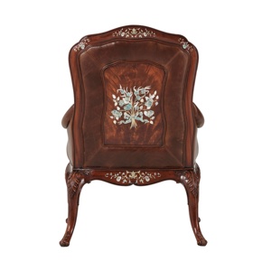 Chaise de salle à manger minimaliste en teck massif, chaise rembourrée en tissu ivoire de qualité supérieure 0304436 - Product Image 3