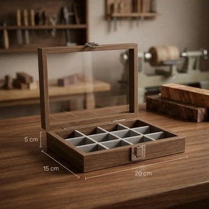 Walnut Wood Hanging Jewelry <b>Box</b> with Glass Lid Ring Organizer Tray Multi-Compartment Storage Case Elegant Jewelry Display Gift - Product Image 3
