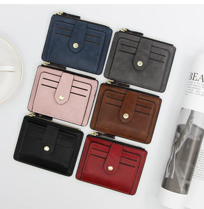 Custom Genuine Leather Card <b>Holders</b> High Quality Men Card <b>Holder</b> <b>Wallet</b> Pocket Mini Smart Slim Crazy Horse Leather Zipper 2026 - Product Image 2