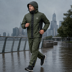 Unisex Hooded Waterproof Tracksuit Set Custom Color Lightweight Full Length Summer Sporty Style Back <b>Zip</b> Pocket OEM Custom Logo - Product Image 5