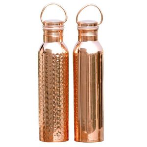 Botella de Agua de Cobre con Acabado Martillado y Tapa de Rosca, Botella Metálica Reutilizable para Viajes y Uso al Aire Libre - Product Image 6