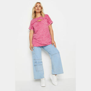 เสื้อยืดโอเวอร์ไซส์สไตล์วินเทจสำหรับผู้หญิง คุณภาพพรีเมียมสูง ผ้าฟอกสีแบบแอซิดวอช ปรับแต่งได้ ระบายอากาศได้ดี แห้งเร็ว ทรงไหล่ตก 100% - Product Image 2