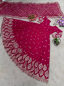 Ramdev Trading Modern Style Women's Heavy <b>Silk</b> Regular Fit Digital Print <b>Kurta</b>/Kurti Wedding Party Diwali Occasions Quick Dry - Product Image 4