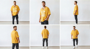 Men's Oversized Printed V Neck Casual Cotton T-Shirt Short Sleeve Breathable Eco-Friendly Loose Fit Front Design - Product Image 6