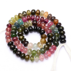 AAA+ Tourmaline 6mm-7mm Rondelle Smooth Beads Natural Rainbow Multi Tourmaline Semi Precious Gemstone Beads for Jewelry Making - Product Image 3