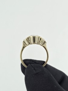Anillo de Oro Amarillo Sólido con Diamantes Cultivados en Laboratorio, Corte Alargado Tipo Cojín, Cinco Piedras, Media Luna, Baguette, Corte Escalonado, Joyería de Múltiples Niveles - Product Image 3