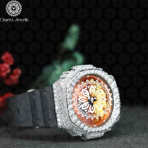 Charm_Jewells Montre ronde de luxe pour femme en acier inoxydable, cadran analogique, cristal saphir, lunette sertie de diamants, bracelet en caoutchouc - Product Image 3