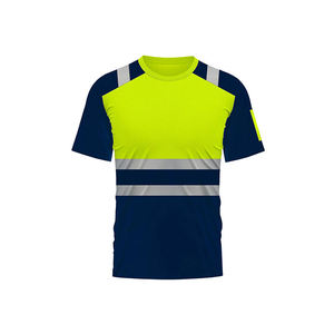 Camiseta de Trabajo de Manga Corta Personalizada de Poliéster Antiestático de Secado Rápido, Uniforme de Trabajo de Alta Visibilidad con Reflectores de Seguridad - Product Image 3