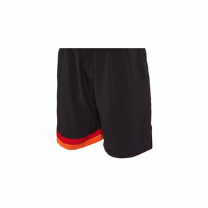 Shorts de sport pour homme en polyester noir, taille élastique, respirant, coupe classique, toutes saisons, couleur unie, logo personnalisé, poches avant - Product Image 6
