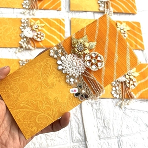 Handcrafted Kundan Lehriya <b>Envelope</b> Designer Shagun <b>Gift</b> <b>Envelope</b> for Wedding Return <b>Gifts</b> and Festive Occasions - Product Image 4