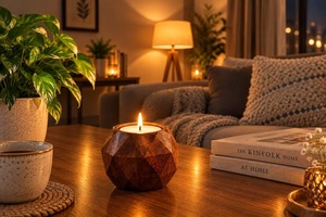 Support à bougie en bois de qualité supérieure, fait main, rustique et naturel, pour décoration de table, centre de table, activités religieuses, Noël, mariage, événements, maison - Product Image 4
