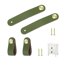 Kenop dan Gagang Laci Kulit, Gagang Lemari Lembut, Kenop Pintu Lemari Modern, Gagang Dekoratif dengan Sekrup untuk Gagang Furnitur