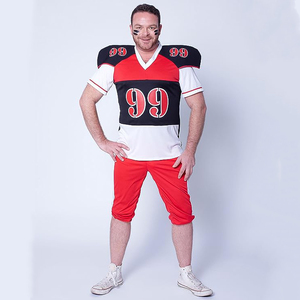 Ensemble uniforme de football américain pour hommes, col en v, manches courtes, pantalon en Polyester anti-humidité, imprimé géométrique, numéro 23 - Product Image 1