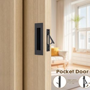 Matte Black Pocket <b>Door</b> Pull <b>Flush</b> Edge <b>Handle</b> Hardware Slide EDGE Pull for Interior Sliding <b>Doors</b> - Product Image 2