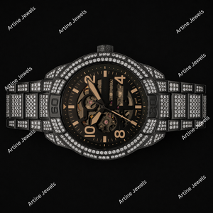 <b>Black</b> Diamond Skeleton <b>Watch</b> Luxury Men's Automatic Timepiece Iced Out Bracelet <b>Watch</b> Premium Fashion Jewelry Accessory - Product Image 3