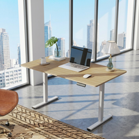 Bureau assis-debout électrique à double moteur AUKI, réglable en hauteur, ergonomique, pour ordinateur, avec structure en acier noir, poste de travail