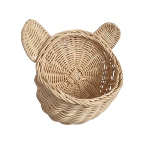 Animal Ear Rattan <b>Basket</b> Handwoven Wicker Nursery Storage Bin Cute Boho Kids Room Desktop Toy Organizer <b>Gift</b> <b>Basket</b> - Product Image 1