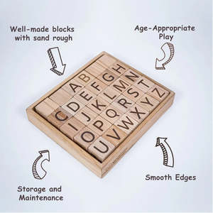 Ensemble de blocs d'alphabet en bois, blocs de lettres ABC, jouet éducatif avec plateau de rangement pour enfants, fournisseur en gros - Product Image 2