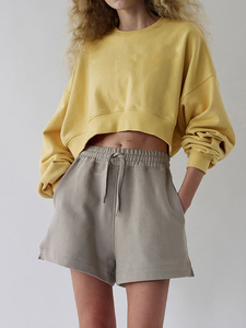 Sweat-shirt court personnalisé pour femme, vêtement décontracté, nouveau modèle, pull-over court oversize pour femme - Product Image 4