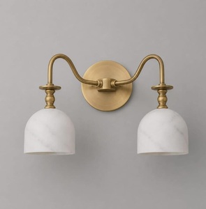 Lámpara de Pared Moderna de Doble Pared con Pantallas de Mármol, Acabado en Latón Antiguo, para Baño - Product Image 2