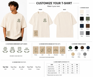 T-shirt en coton surdimensionné pour homme, manches courtes, col rond, motif floral brodé, design artisanal, logo sur le devant - Product Image 6