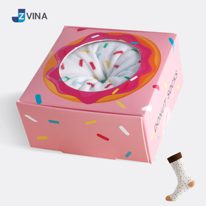 Calcetines JZVINA con Diseño de Donuts, Calcetines de Algodón Tejido con Estampado de Dibujos Animados, Calcetines Casuales de Invierno para Adultos, Diseño Colorido - Product Image 3
