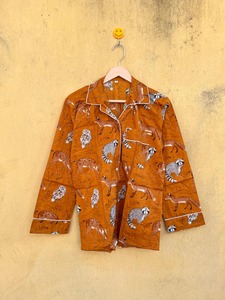 Conjunto de Pijama de Algodón con Estampado Animal para Mujer, Manga Larga, Cuello Mao, Ropa de Dormir Informal, Tejido Suave, Estilo Primavera - Product Image 3