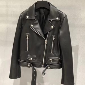 Chaqueta de Cuero Genuino de Alta Calidad para Mujer, Estilo Racer, Calefactable, Transpirable, Impermeable, con Cierre de Cremallera, para Invierno, Verano, Primavera y Otoño - Product Image 4