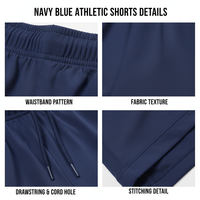 Shorts décontractés pour hommes, bleu marine, à taille élastique avec cordon de serrage, séchage rapide, taille mi-haute, tricotés, 100% polyester