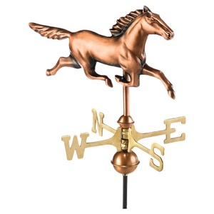 Aiguille à vent cerf avec boussole, ornement de jardin extérieur en métal, finition patinée, style traditionnel - Product Image 2