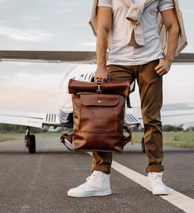 Mochila de Cuero Premium con Parte Superior Enrollable, Bolsa de Viaje Hecha a Mano de Piel de Vaca, Mochila Retro para Hombre, Precio al por Mayor LTBP-0079 - Product Image 2