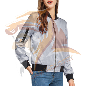 Women's Satin Fabric Bomber Jacket Full Zip Pockets Long Sleeve <b>Stand</b> Collar Casual Outerwear Women Satin Jacket - Product Image 6