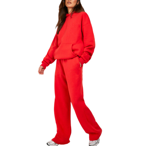 Chándal Deportivo Evos para Mujer, Invierno, Casual, con Capucha, Ligero, 100% Algodón, Rojo Sólido, Transpirable, con Logotipo Personalizado, Servicio OEM - Product Image 1